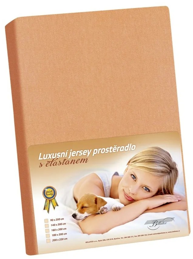 Cearceaf jersey cu elastan, somon, 120 x 200 cm