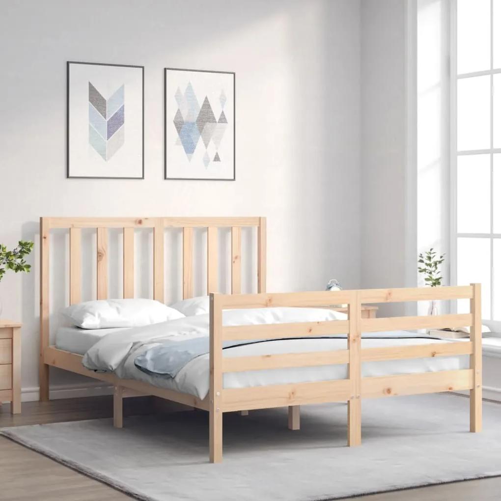 3193761 vidaXL Cadru de pat cu tăblie, dublu mic, lemn masiv