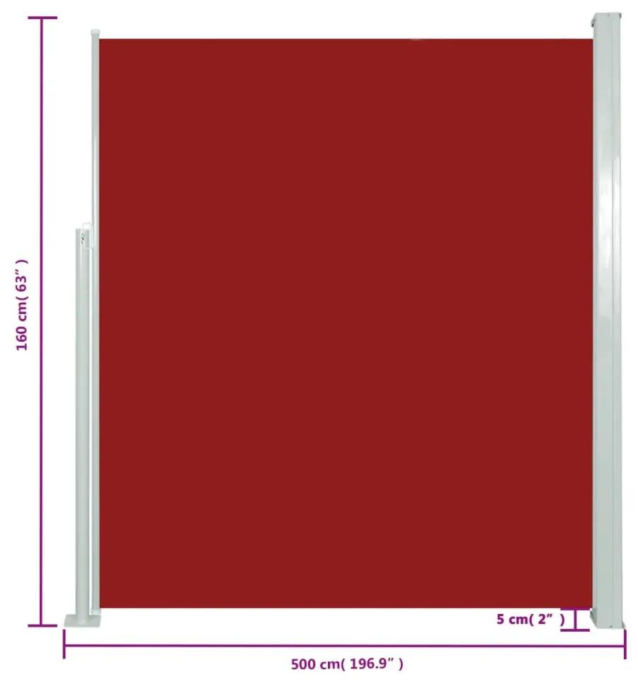 Copertina laterala retractabila de terasa, rosu, 160x500 cm Rosu, 160 x 500 cm