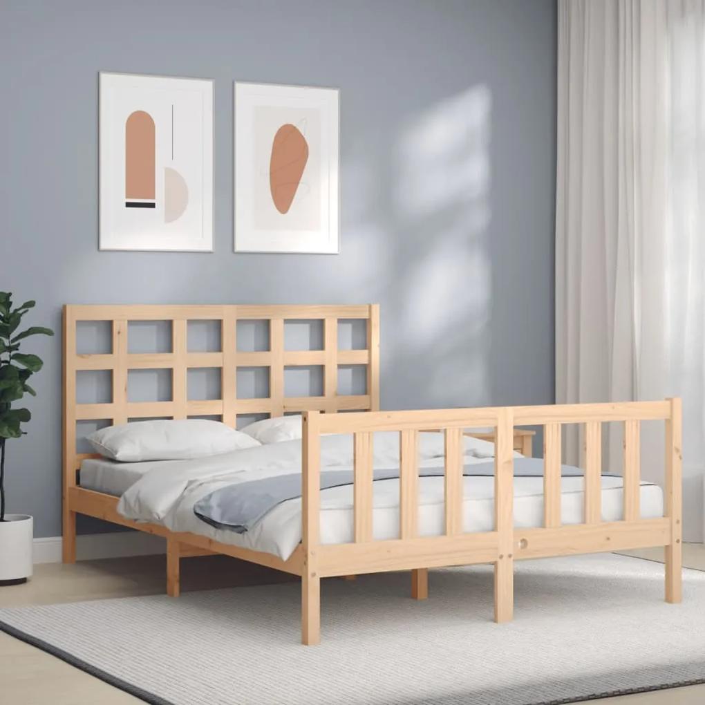 3192101 vidaXL Cadru de pat cu tăblie, 140x200 cm, lemn masiv