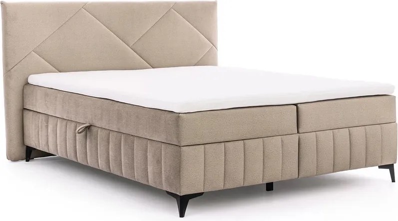Pat Boxspring Wasil 160x200 cu spațiu de depozitare - catifea bej Element 6