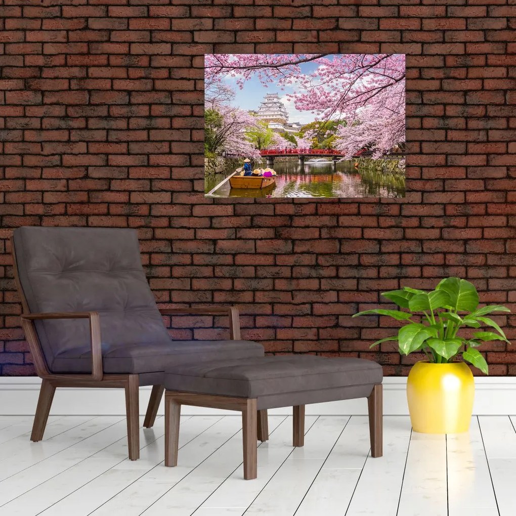 Tablou pe sticlă cu cireș japonez (70x50 cm)