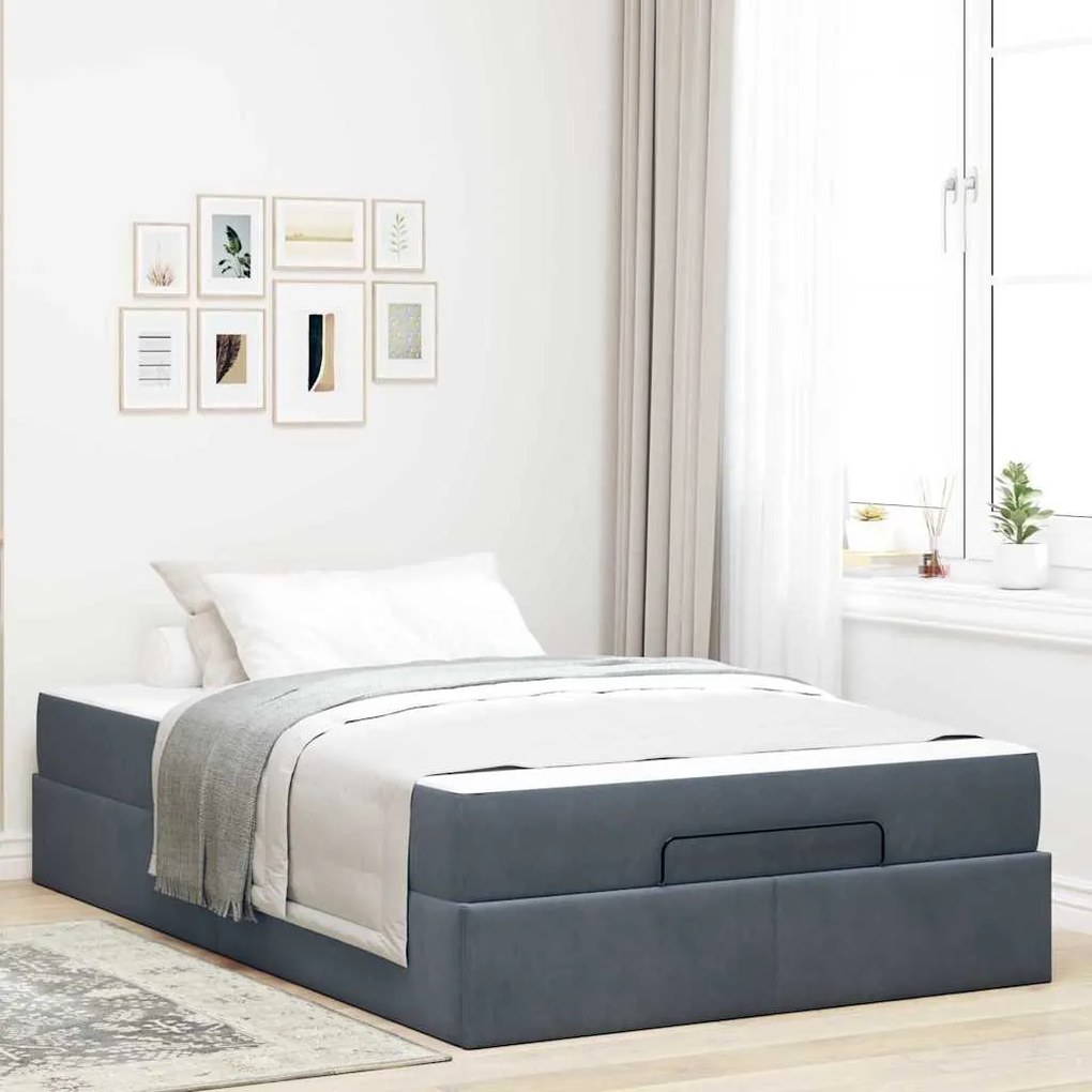 vidaXL Cadru de pat cu depozitare Gri închis 120 x 200 cm Catifea