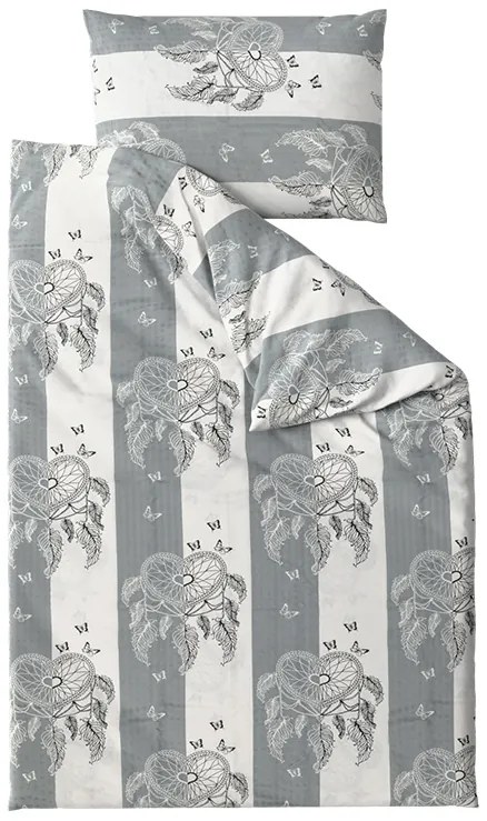 Lenjerie de pat din crep TIRLAN gri-alb Dimensiune lenjerie de pat: 70 x 90 cm | 140 x 200 cm