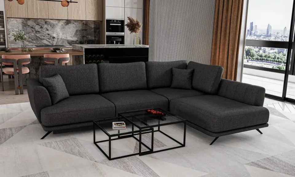 Coltar extensibil cu spatiu pentru depozitare, 276x191x90 cm, Larde R01, Eltap (Culoare: Negru pepit - Vero 5)