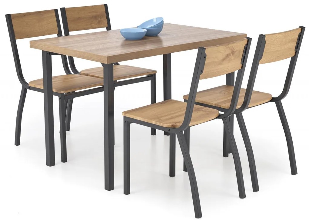 Set masa + 4 scaune Milton natur/negru