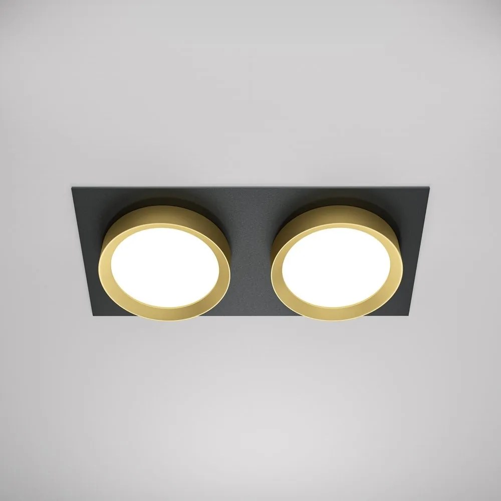 Spot incastrabil design tehnic Hoop 2 negru/auriu
