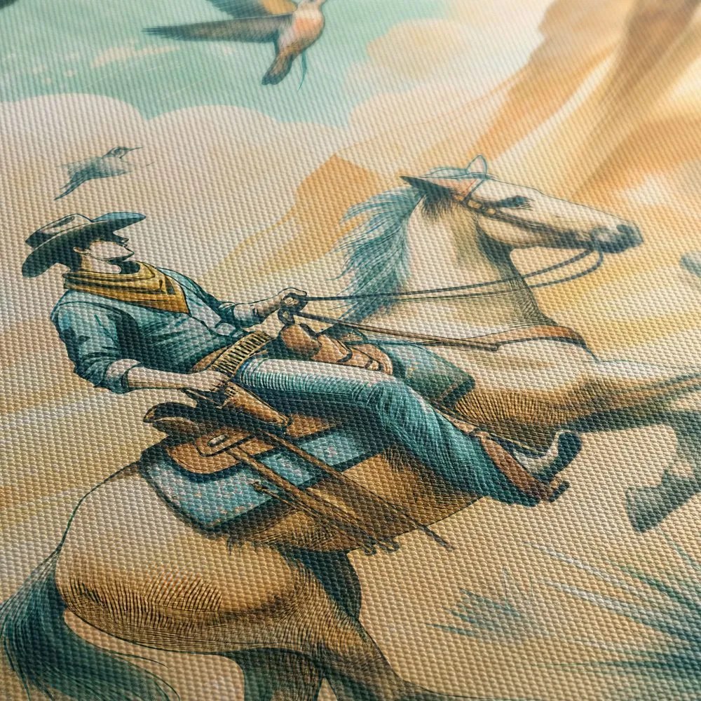 Tablou cowboy în peisaj deșertic