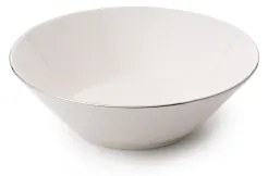 Set de masă din porțelan, 18 piese, alb cu detalii argintii