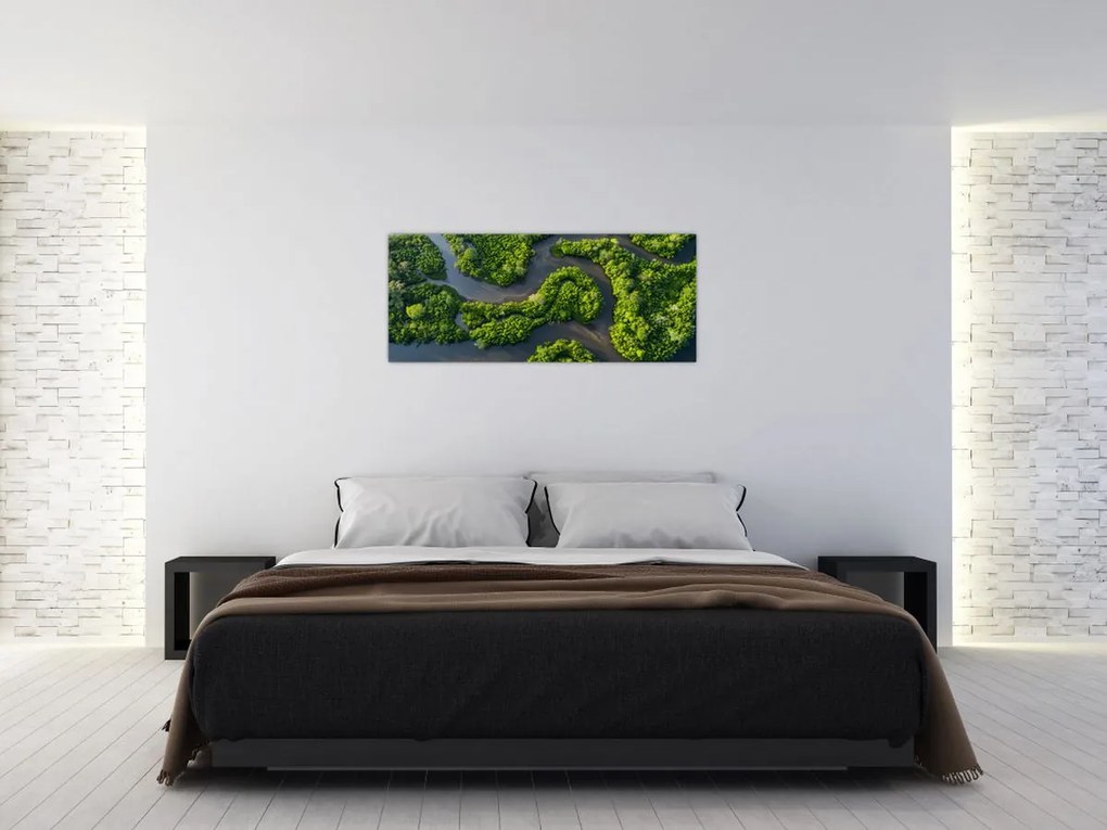 Tablou - Peisaj forestier cu râu (120x50 cm)