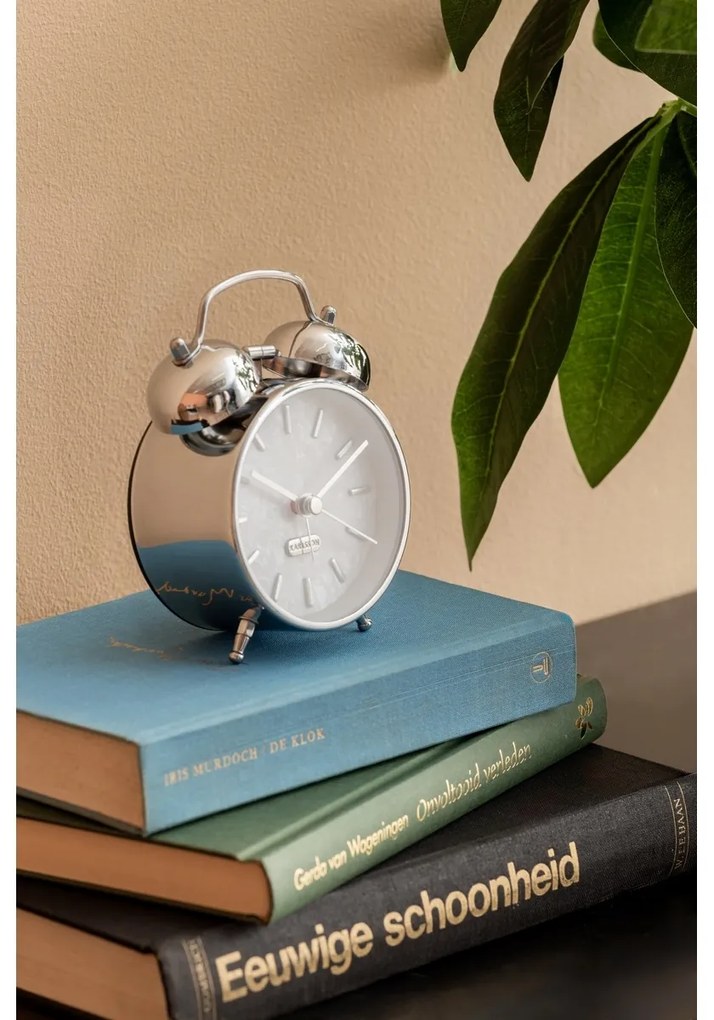 Karlsson 6009CH design ceas cu alarmă argintiu, diametru 12 cm