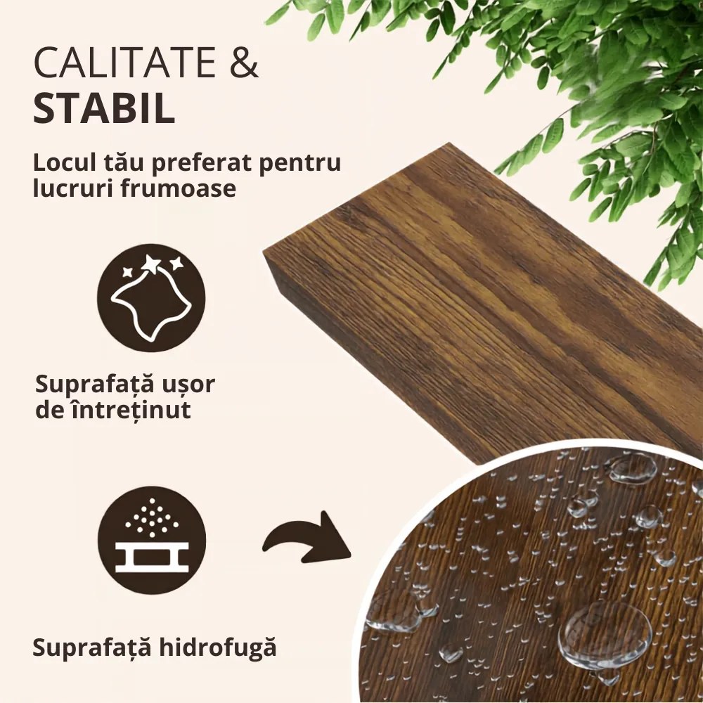 Poliță de perete FIGO + consolă, 90cm, stejar închis Casaria