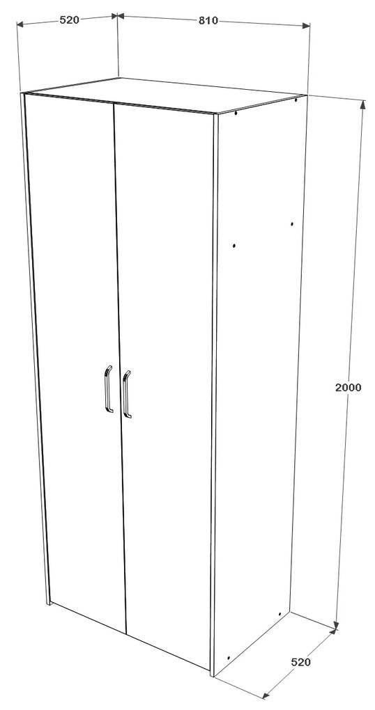 Dulap Malmo, 2 Usi, cu polite, Stejar Alb/Antracit, 81 x 52 x 200 cm