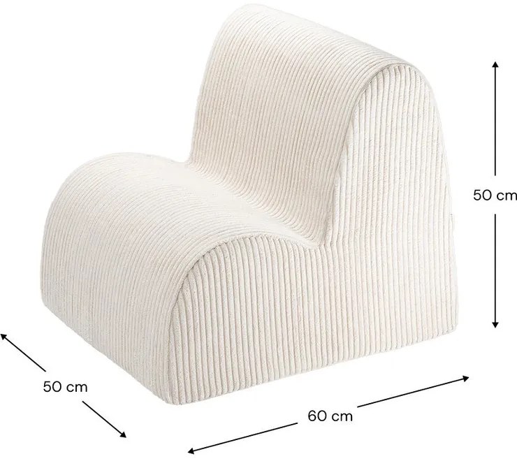 Fotoliu de copii crem cu tapițerie din catifea reiată Cloud – Wigiwama