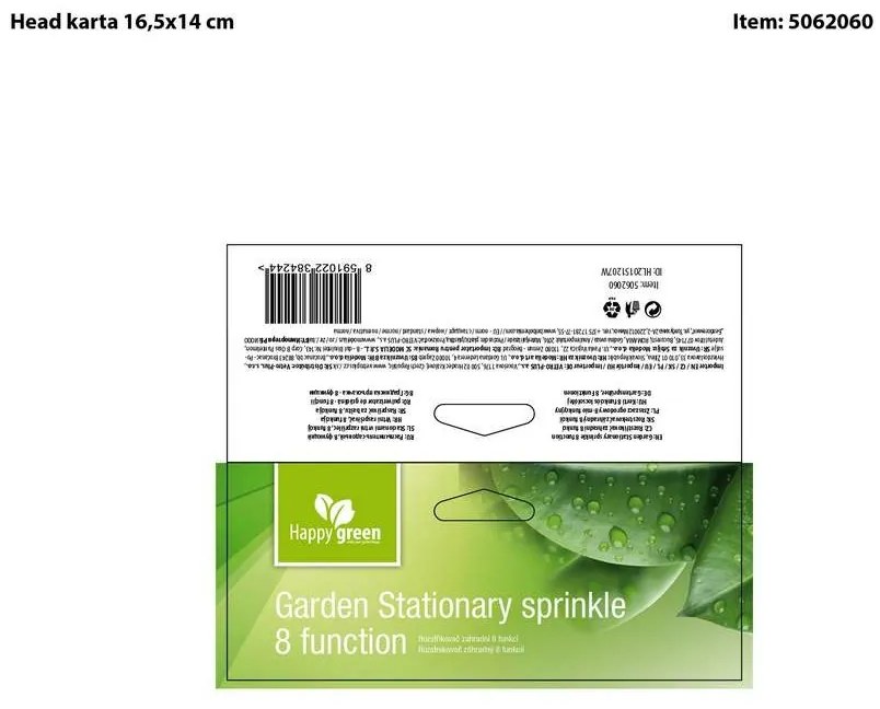 Aspersor de grădină Happy Green cu 8 funcții,verde