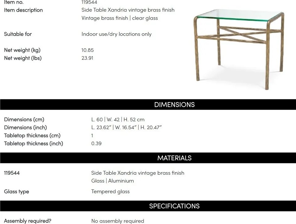 Masuta auxiliara design LUX Xandria