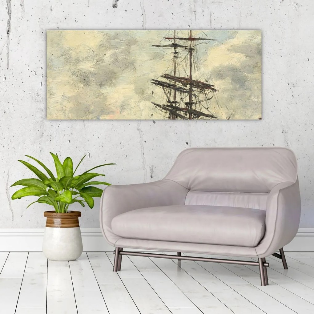 Tablou - Eugène Boudin, Ship on the Touques, reproducere (120x50 cm)