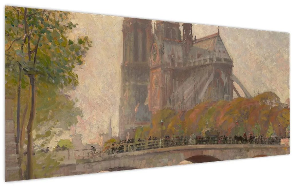 Tablou - Robert William Vonnoh, Notre Dame de Paris, reproducere (120x50 cm)