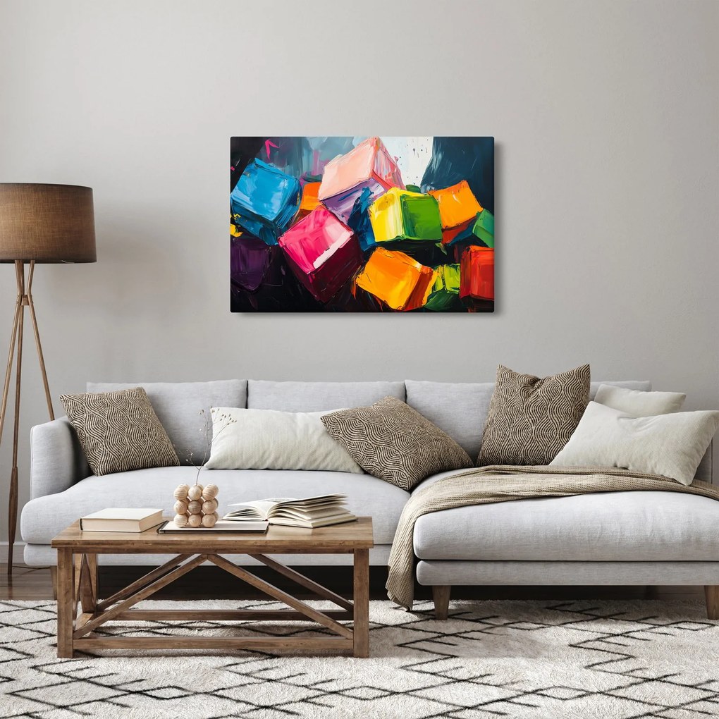 Tablou - Cuburi colorate (90x60 cm)