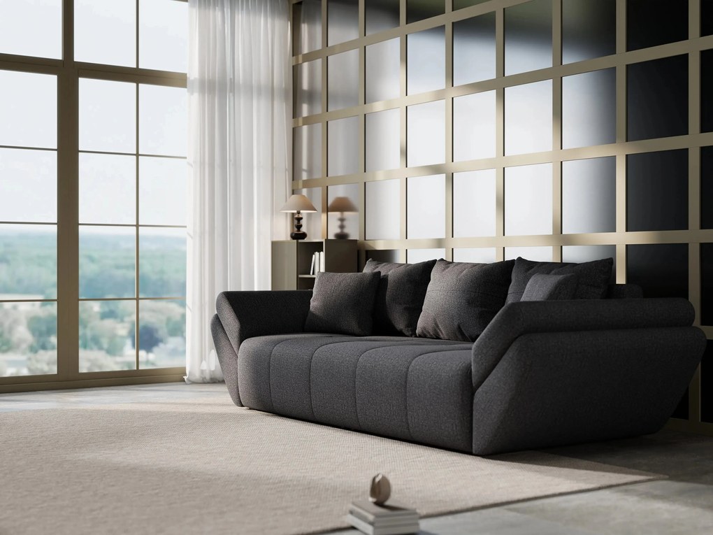 Canapea extensibilă dumonde cu ladă de depozitare si sezut confortabil din spuma high-density, Berlin Enjoy Graphite 250x100 cm