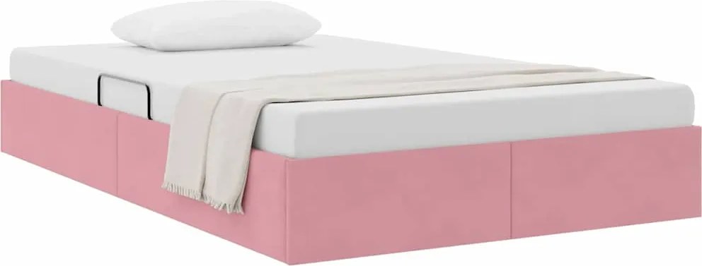 vidaXL Pat cu storage cu headboard Roz 120 x 200 cm Catifea
