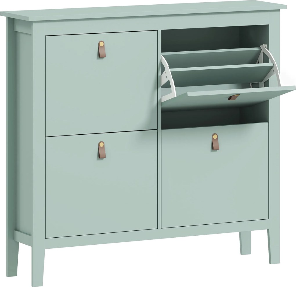 HOMCOM Comodă pentru pantofi 20 perechi, dulap pantofi cu 4 sertare rabatabile, rafturi detașabile și ajustabile, verde | Aosom Romania