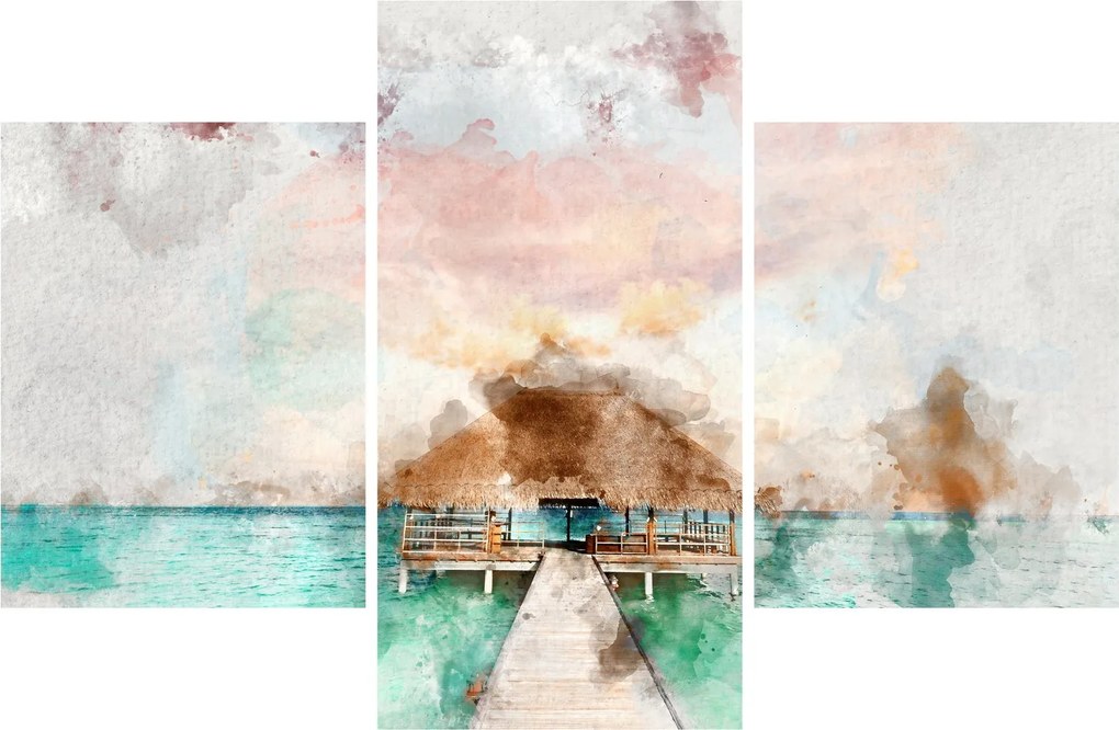Tablou - Maldive, debarcader din lemn (90x60 cm)