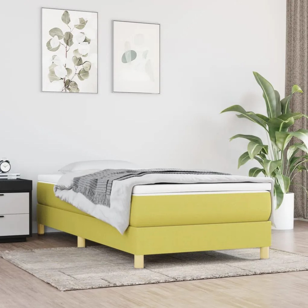 3120589 vidaXL Cadru de pat box spring, verde, 90x200 cm, textil