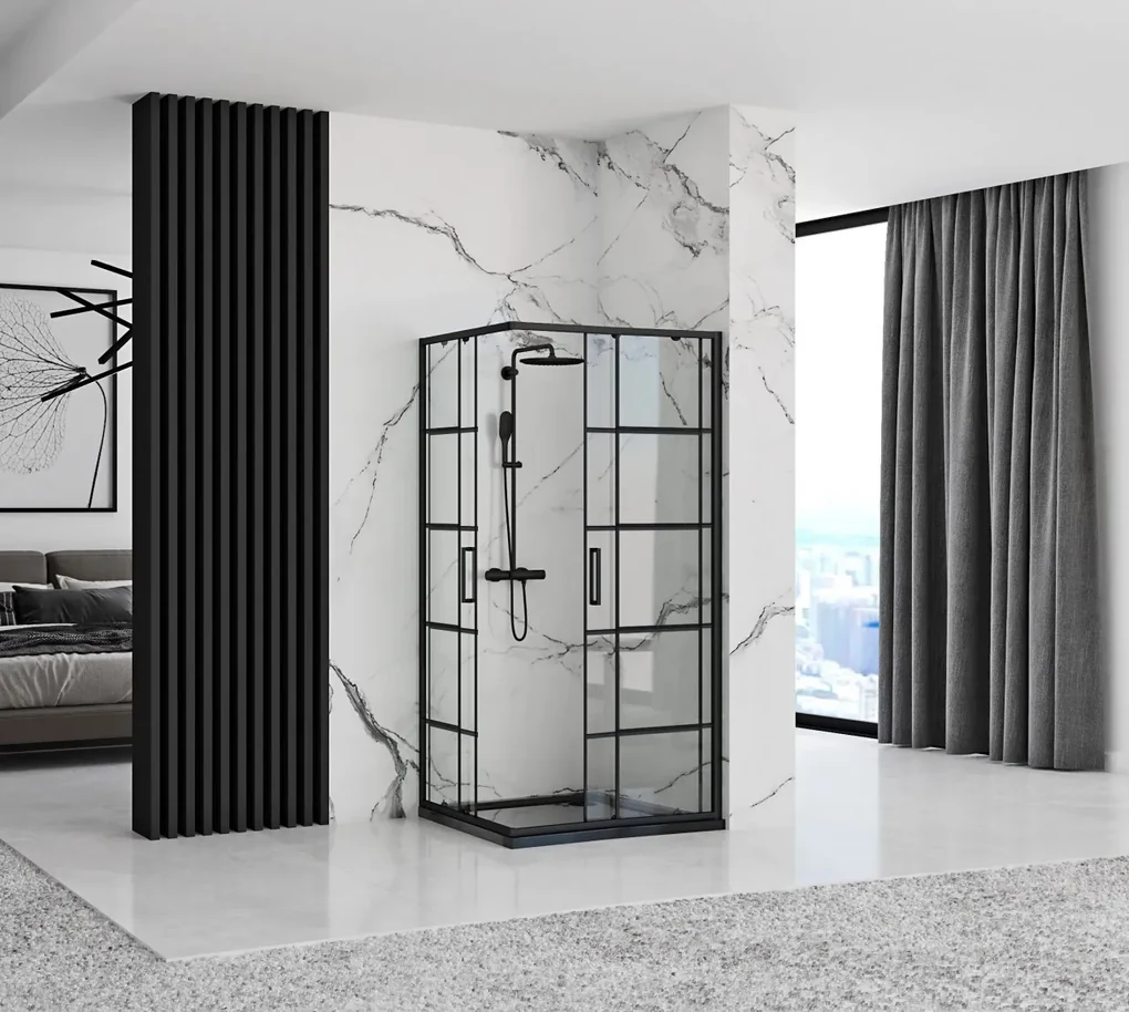 Cabina dus Concept negru – 80x80 cm