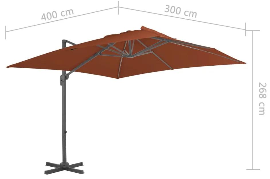Umbrela in consola cu stalp din aluminiu, caramiziu, 400x300 cm Terracota, 400 x 300 cm