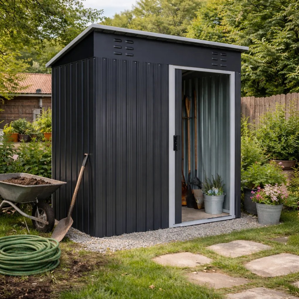 Căsuță pentru unelte de grădină M, 162x86x181cm, antracit Jurhan