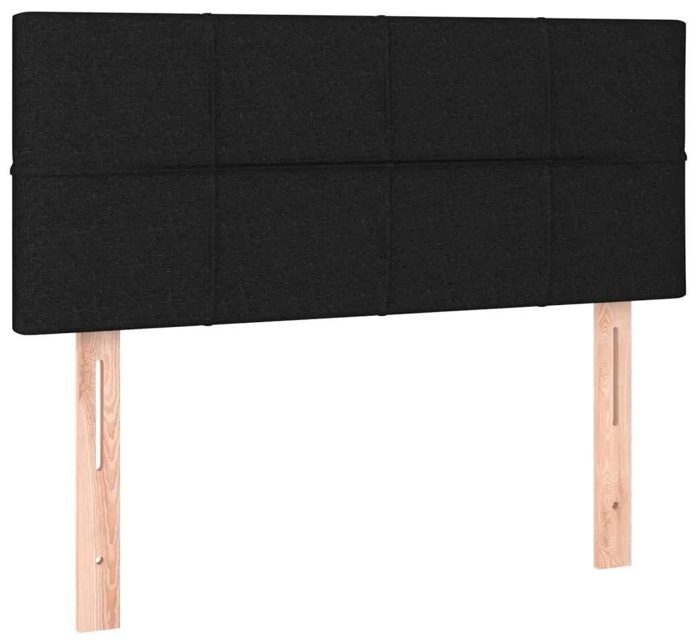 Pat cu arcuri, saltea si LED, negru, 120x200 cm, textil Negru, 120 x 200 cm, Cu blocuri patrate