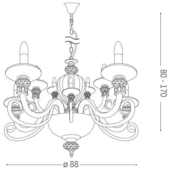 Lustră pe cablu Ideal Lux BARONET 15xE14/40W/230V