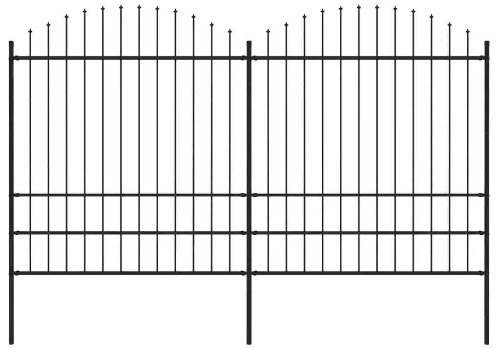 Gard de gradina cu varf sulita, negru, (1,75-2)x3,4 m otel 1, 175-200 cm, 3.4 m