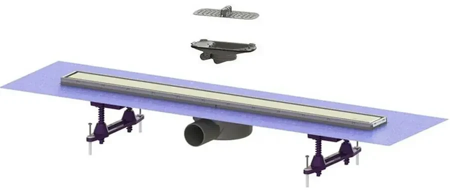 Set rigola pentru dus plus capac Kessel Linearis Compact 85 cm inox cu sita de par si clapeta multistop