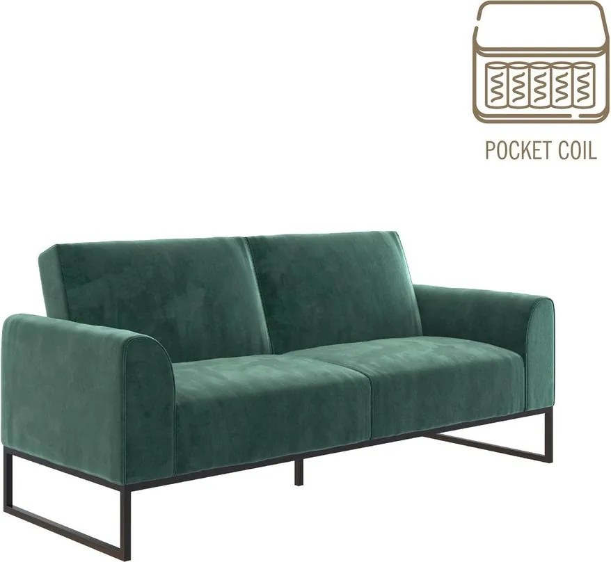 Canapea extensibilă verde 217 cm Adley - CosmoLiving by Cosmopolitan