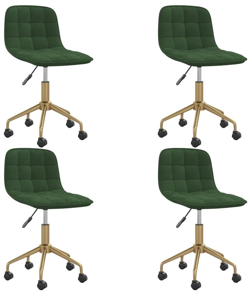 3087368 vidaXL Scaune de bucătărie pivotante, 4 buc., verde închis, catifea