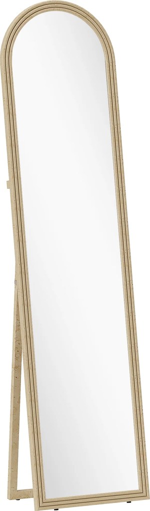 Oglindă HOMCOM de Podea și de Perete cu Suport, efect de Piatră, 40x160cm, Bej. | Aosom Romania