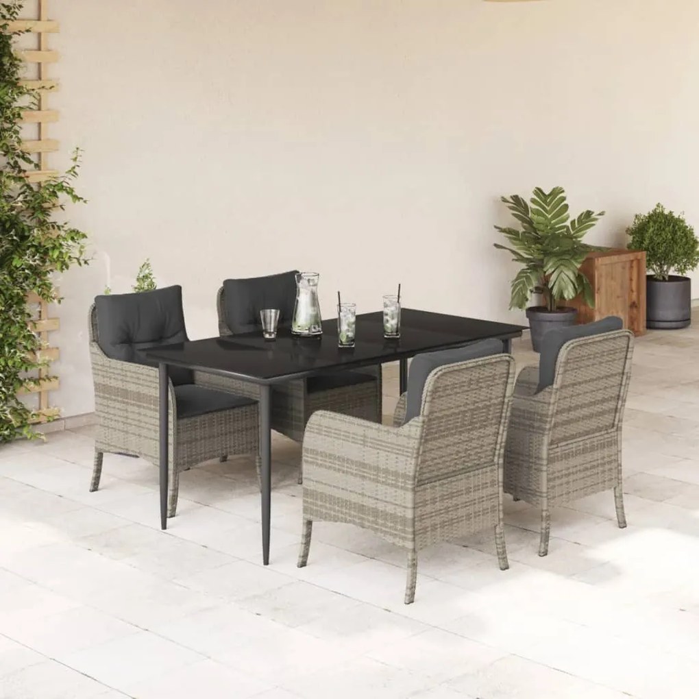 vidaXL Set mobilier de grădină cu perne, 5 piese gri deschis poliratan