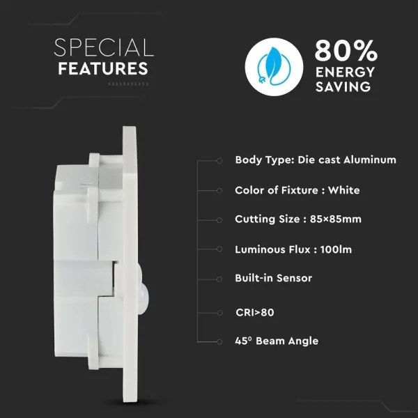 Corp de iluminat LED pentru scări cu senzor de mișcare LED/3W/230V 4000K alb