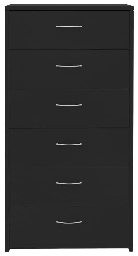 Servanta cu 6 sertare, negru, 50 x 34 x 96 cm, PAL 1, Negru