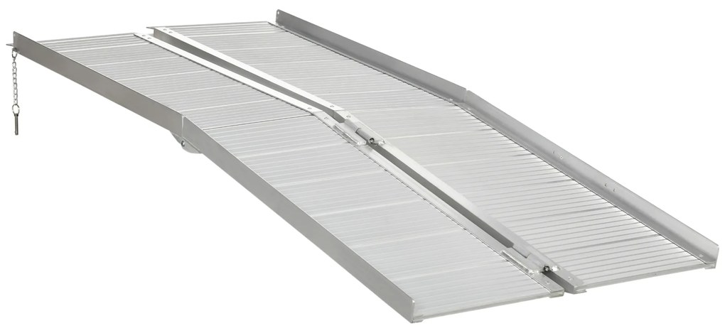 HOMCOM Rampe Mobile pentru Scaune cu Roți și Scutere, Pliabilă, Antiderapantă, Aliaj, Capacitate 272kg, 183x72x5cm, Silver | Aosom Romania