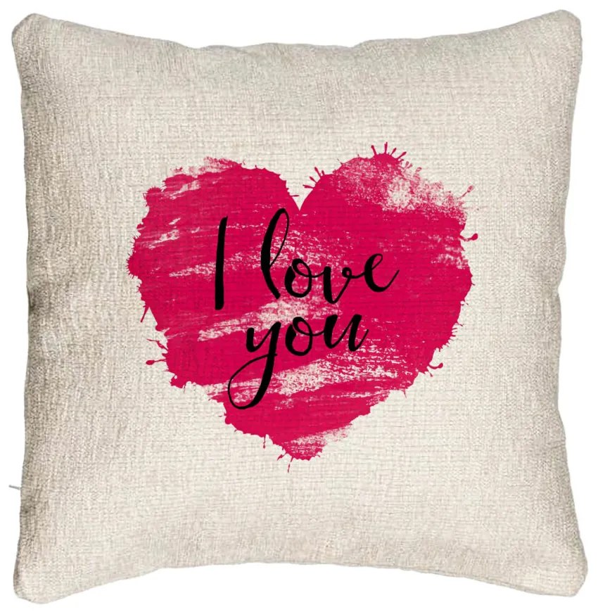 Perna Decorativa Canapea, Model I Love You, 40x40 cm, Cu fermoar