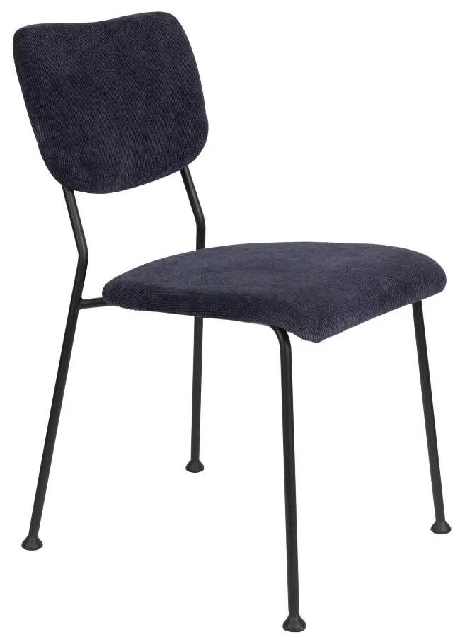 Set 2 scaune din catifea albastru inchis Benson