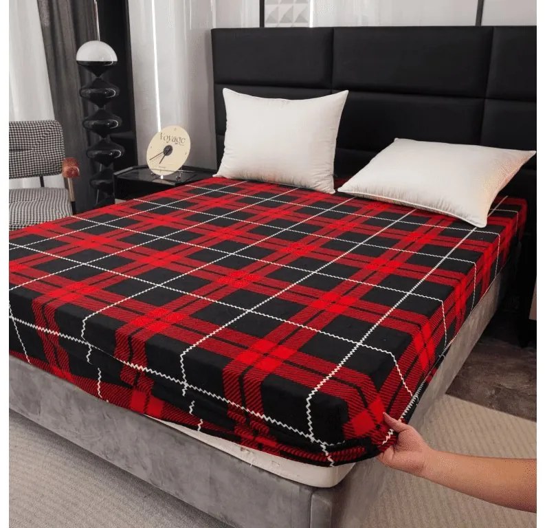 Cearsaf Cocolino microplus cu elastic ALBURY 160x200 cm rosu