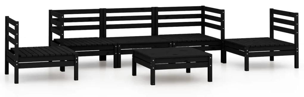 3082541 vidaXL Set mobilier de grădină, 6 piese, negru, lemn masiv de pin