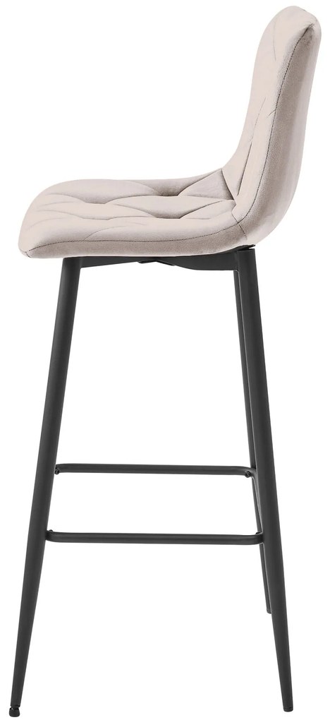 Scaun de bar NADO VELVET bej inchis cu picioare negre
