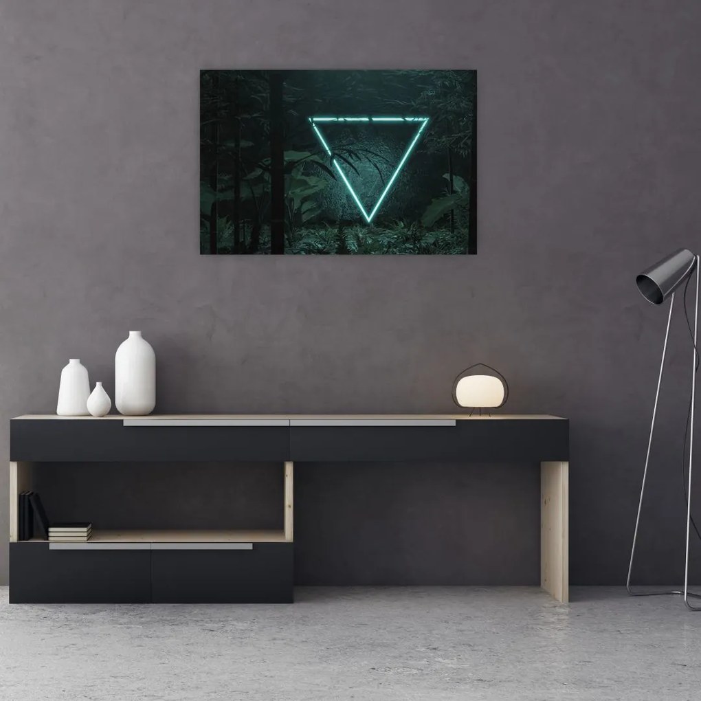 Tablou - Triunghi de neon în junglă (90x60 cm)