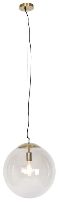 Lampă suspendată modernă din alamă cu sticlă fumurie 40 cm - Ball