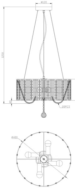 Globo 15091H - Lustră de cristal pe cablu WALLA 4xE14/40W/230V